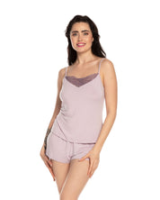 Bamboo cami shorts Set 03217 lilac