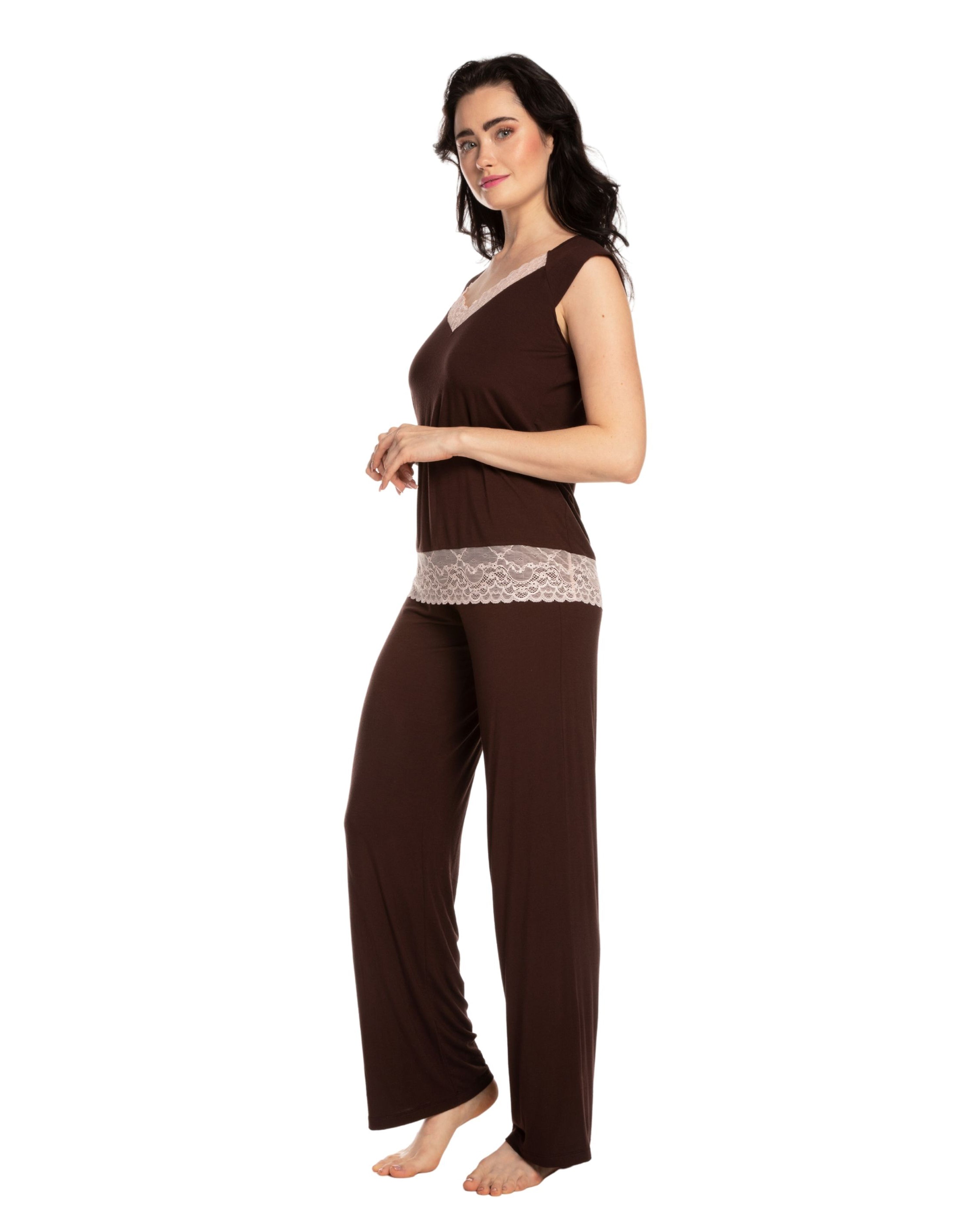 Bamboo cap-sleeve Pajama 03218 alpine chocolate