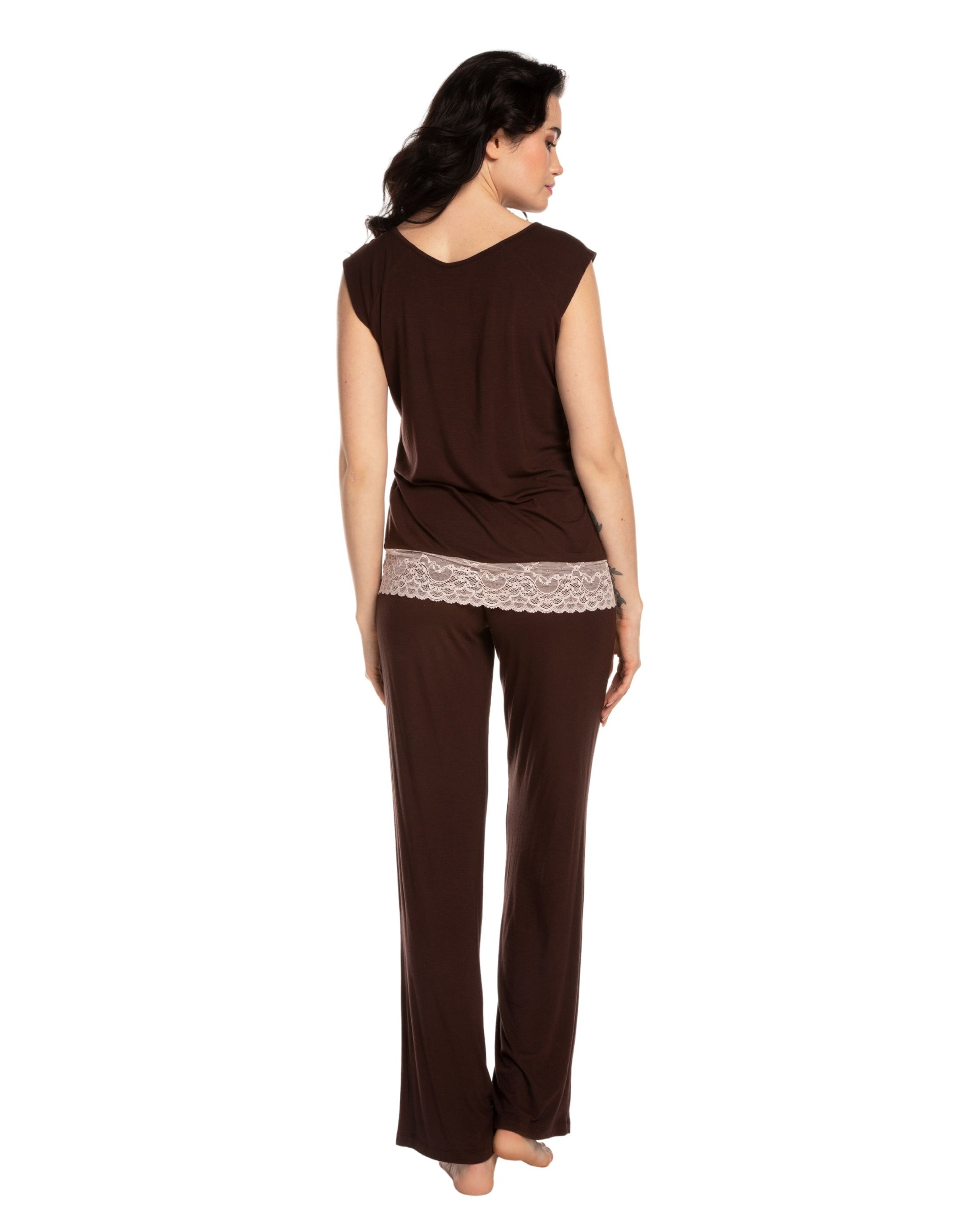 Bamboo cap-sleeve Pajama 03218 alpine chocolate