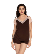 Bamboo t-shirt shorts Set 03219 alpine chocolate