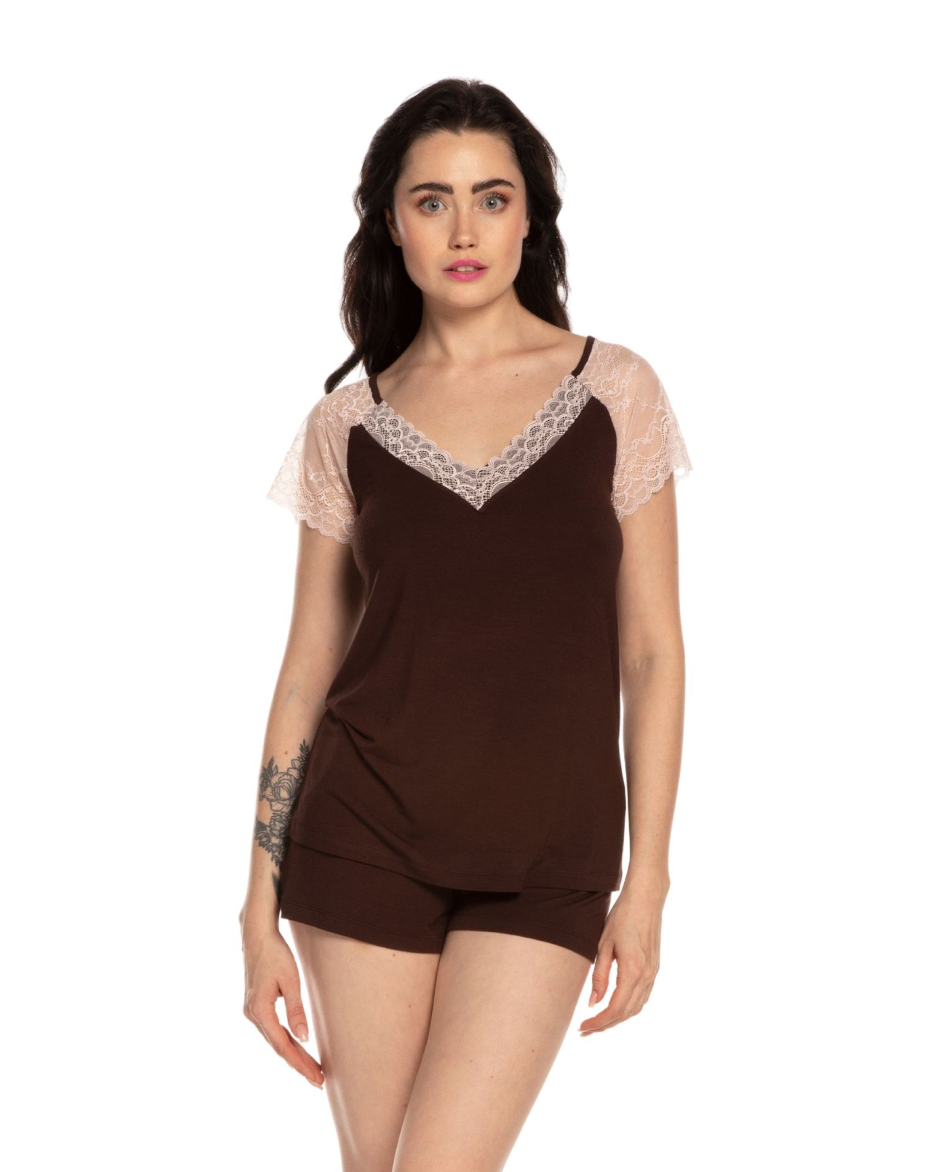 Bamboo t-shirt shorts Set 03219 alpine chocolate