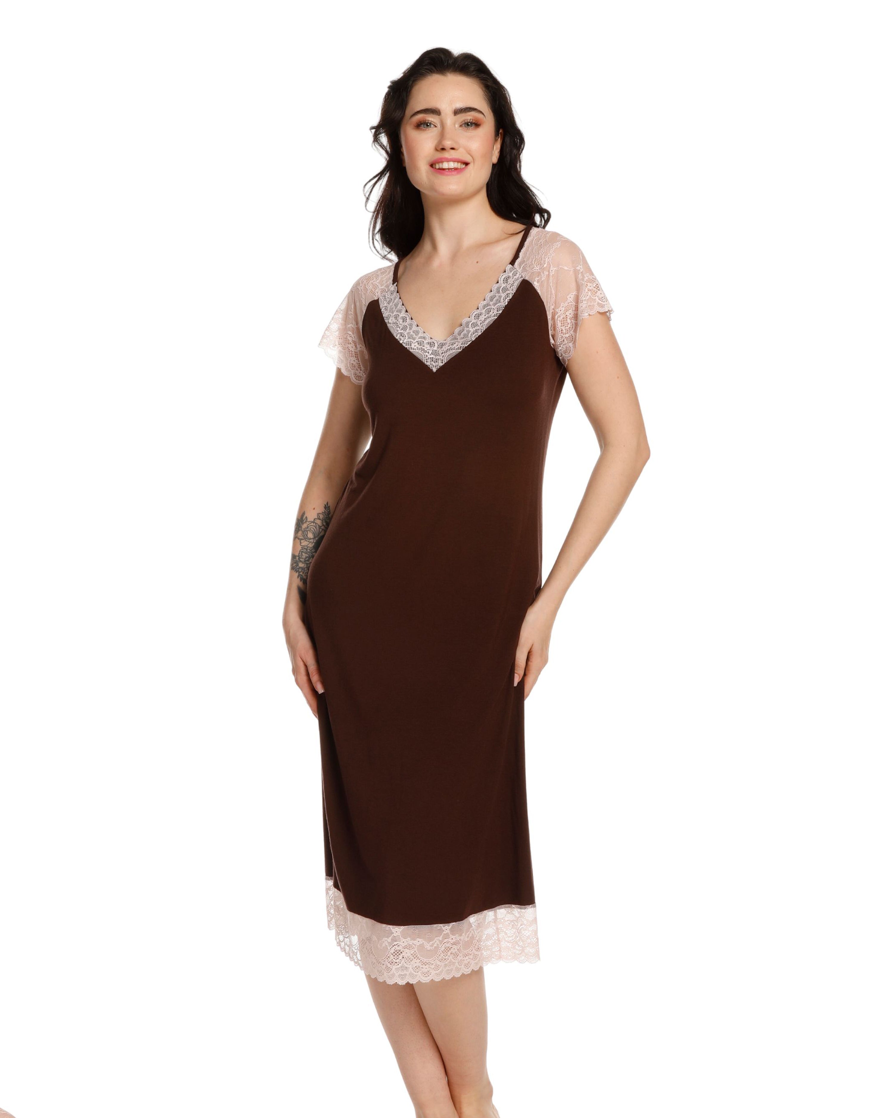 Bamboo t-shirt Nightgown 03220 alpine chocolate