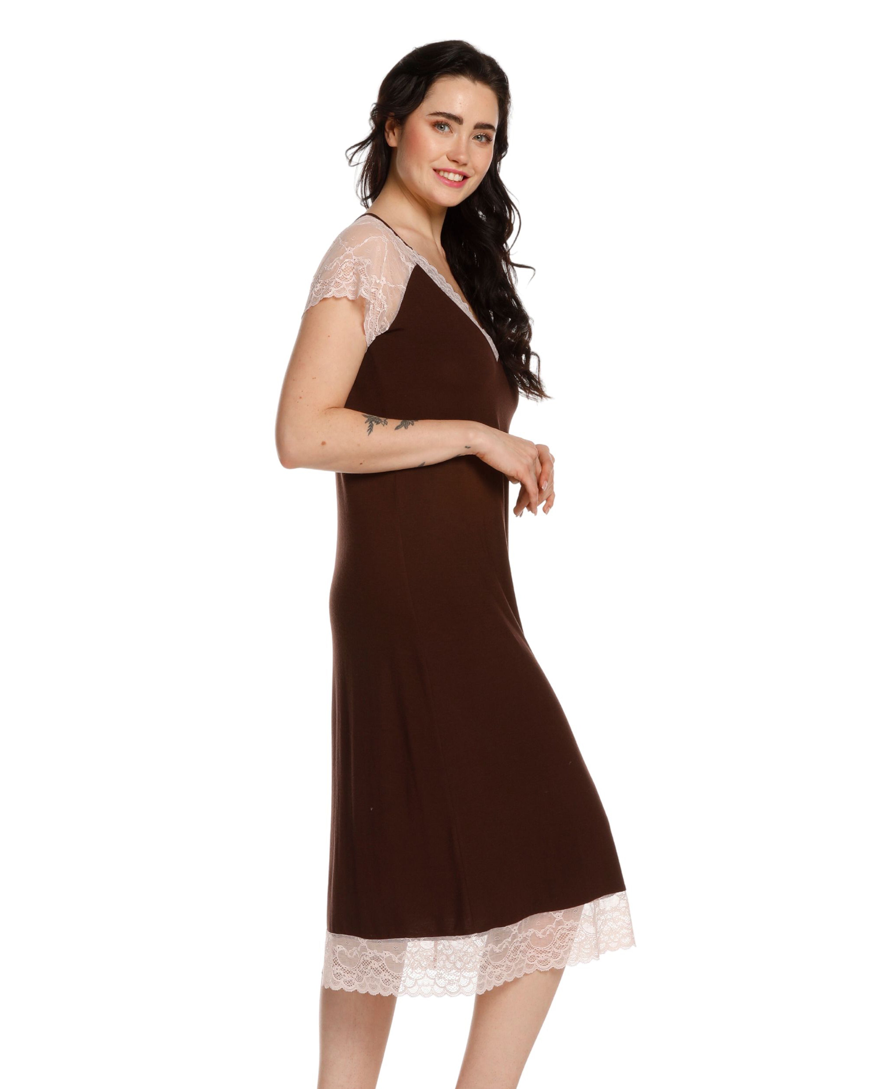 Bamboo t-shirt Nightgown 03220 alpine chocolate