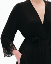 Bamboo 3/4 sleeve Robe 03301 black