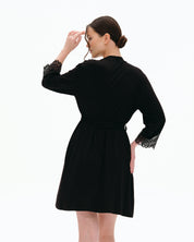 Bamboo 3/4 sleeve Robe 03301 black