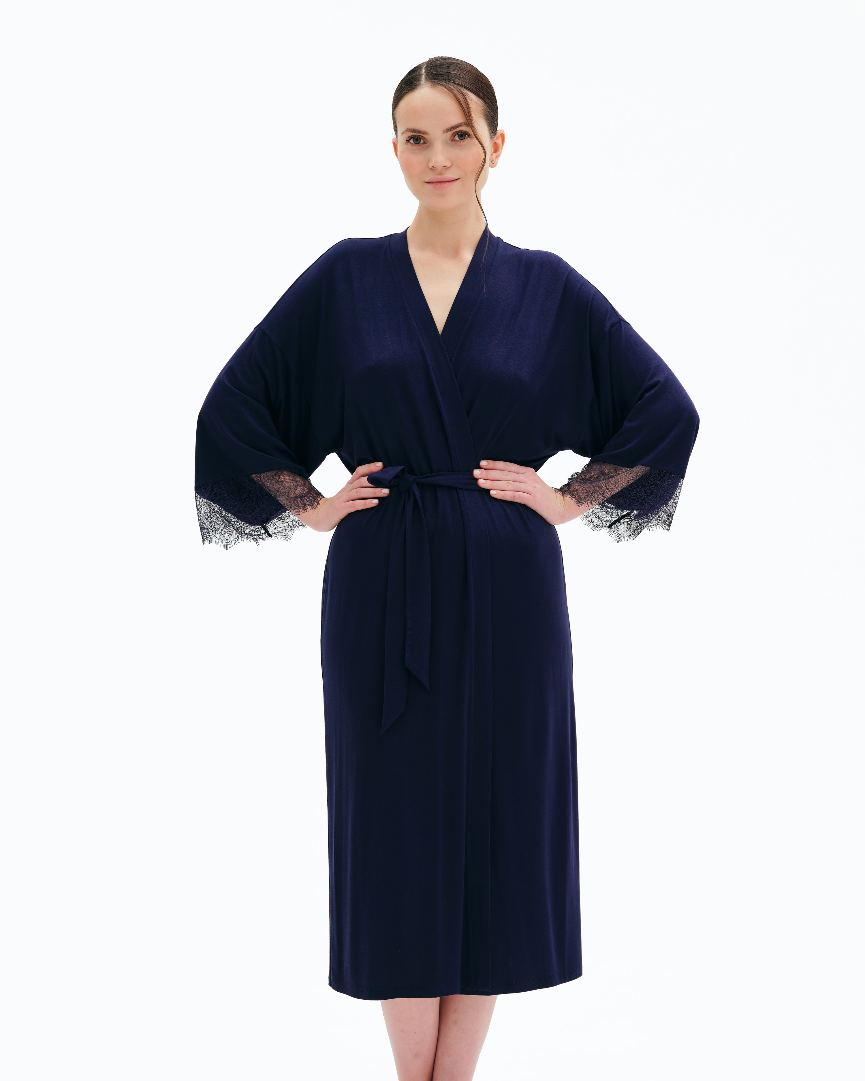 Bamboo long sleeve Robe 03304 blue