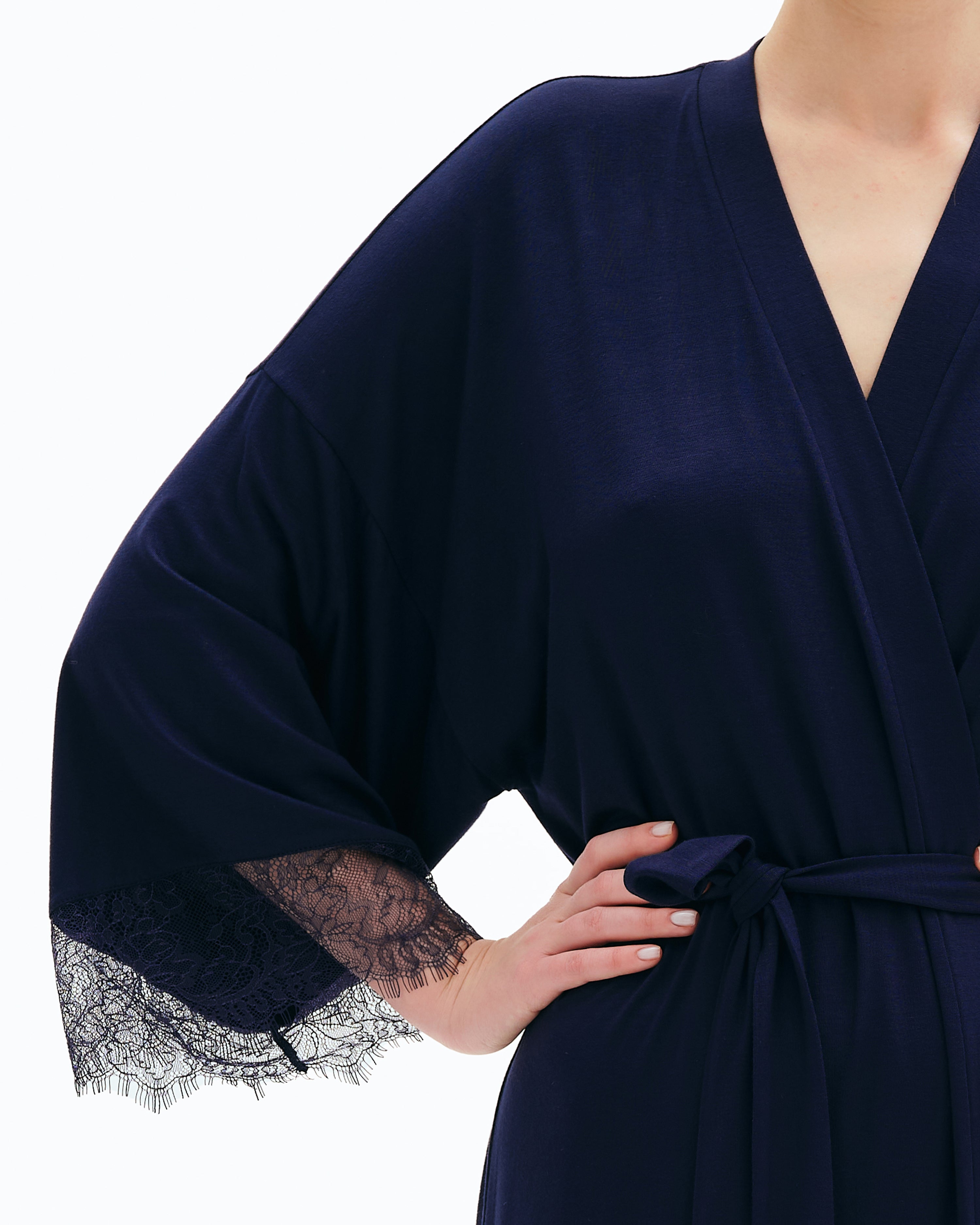 Bamboo long sleeve Robe 03304 blue