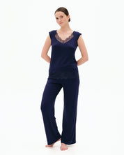 Bamboo cap-sleeve Pajama 03306 blue