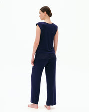 Bamboo cap-sleeve Pajama 03306 blue