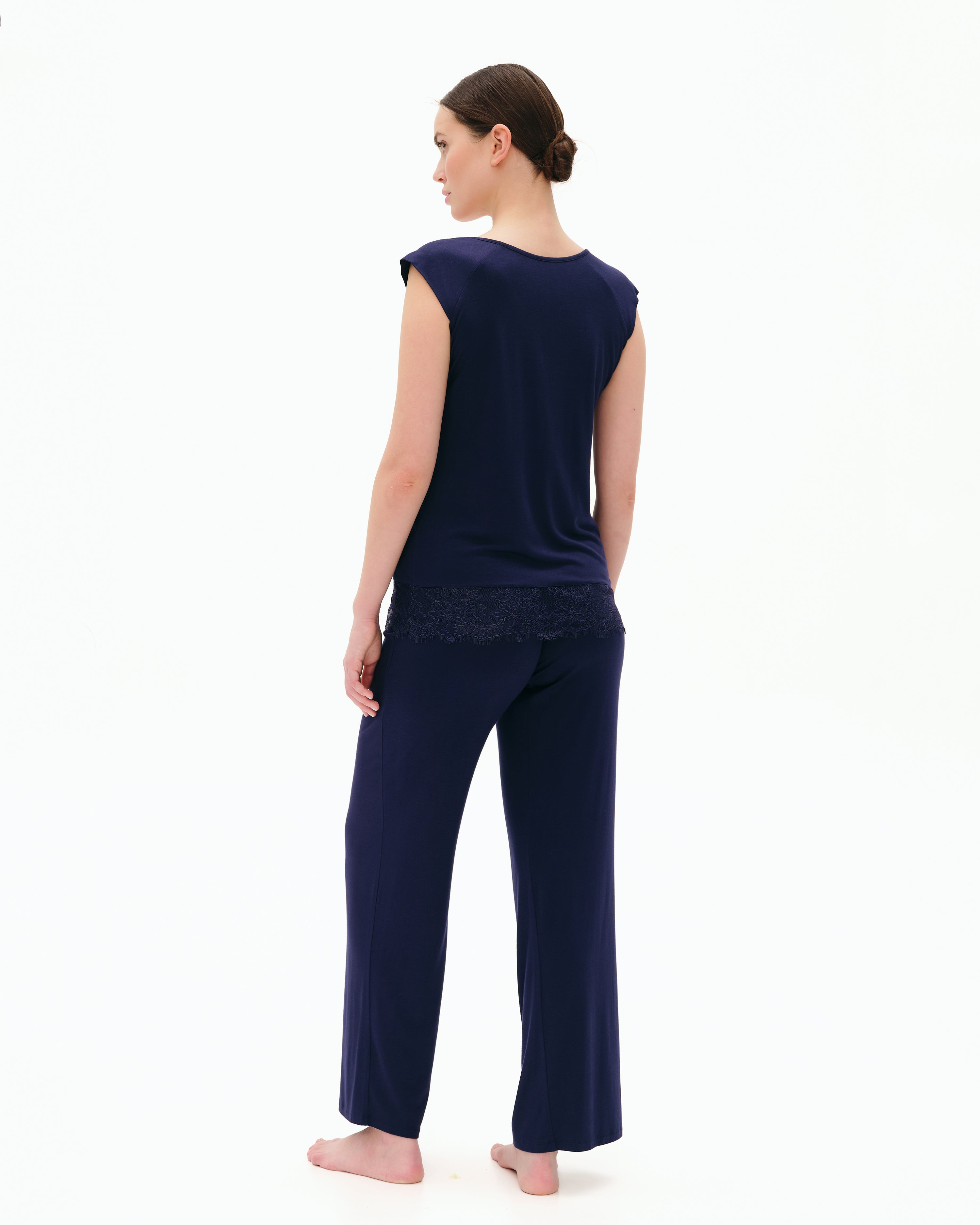 Bamboo cap-sleeve Pajama 03306 blue