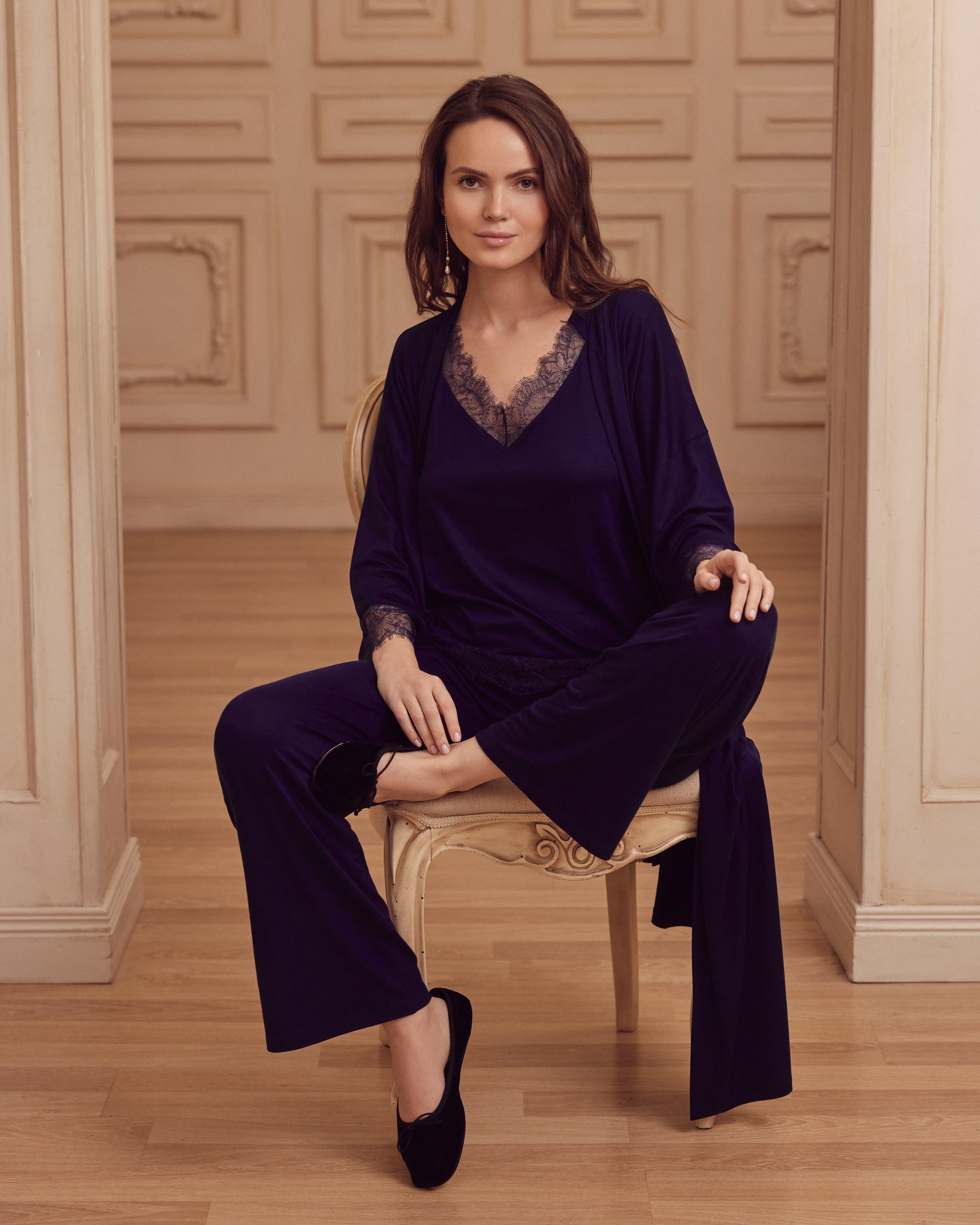 Bamboo cap-sleeve Pajama 03306 blue