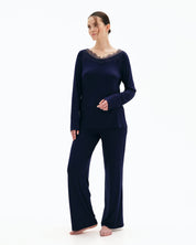 Bamboo long sleeve Pajama set 03308 blue