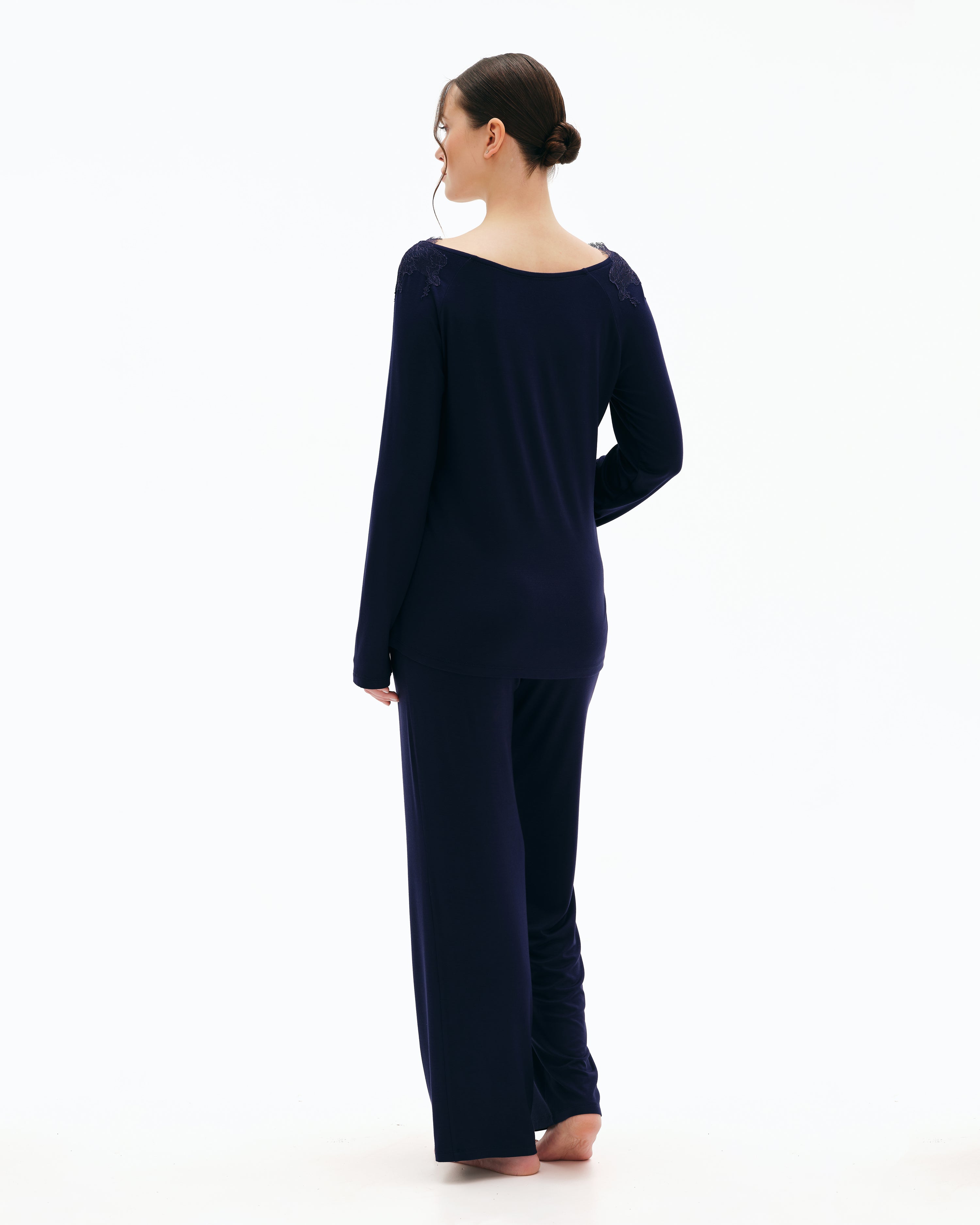 Bamboo long sleeve Pajama set 03308 blue