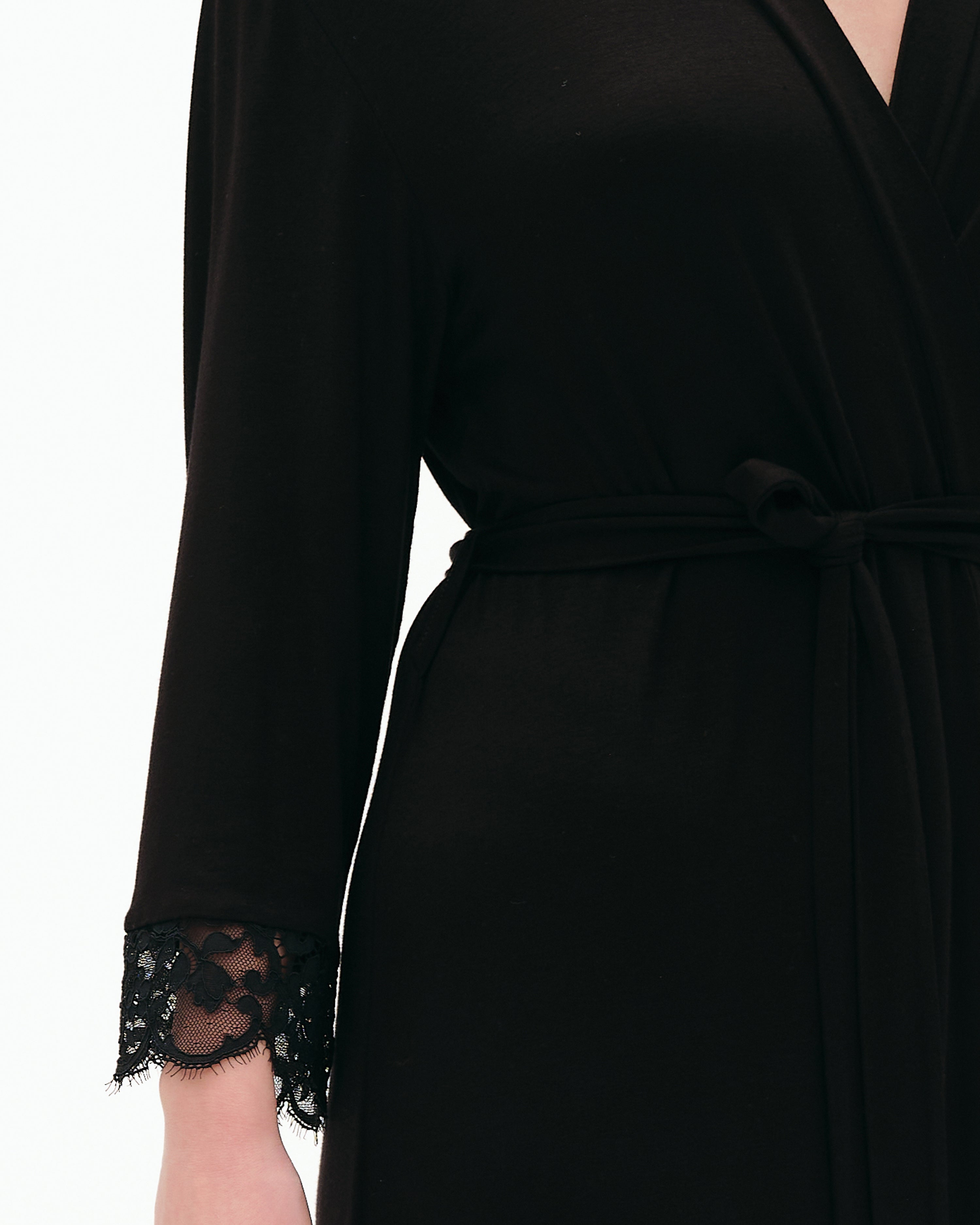Bamboo long sleeve Robe 03309 black