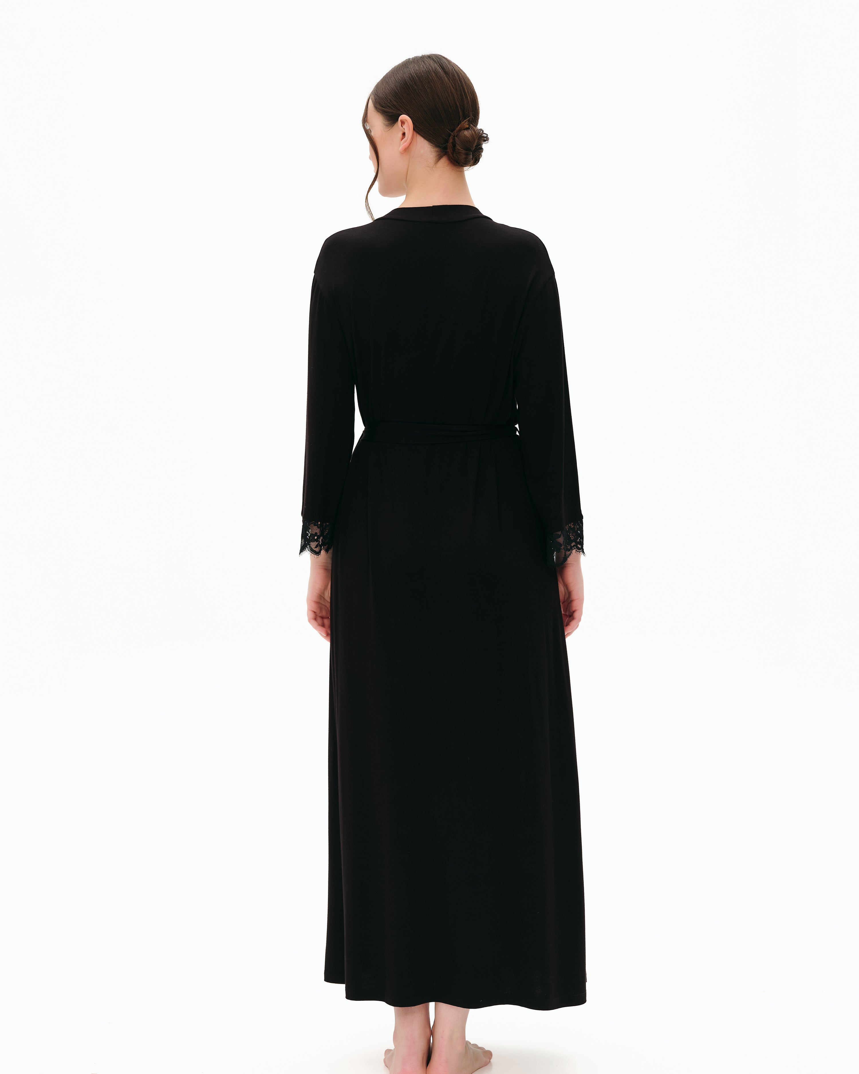 Bamboo long sleeve Robe 03309 black