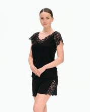 Bamboo t-shirt shorts Set 03312 black