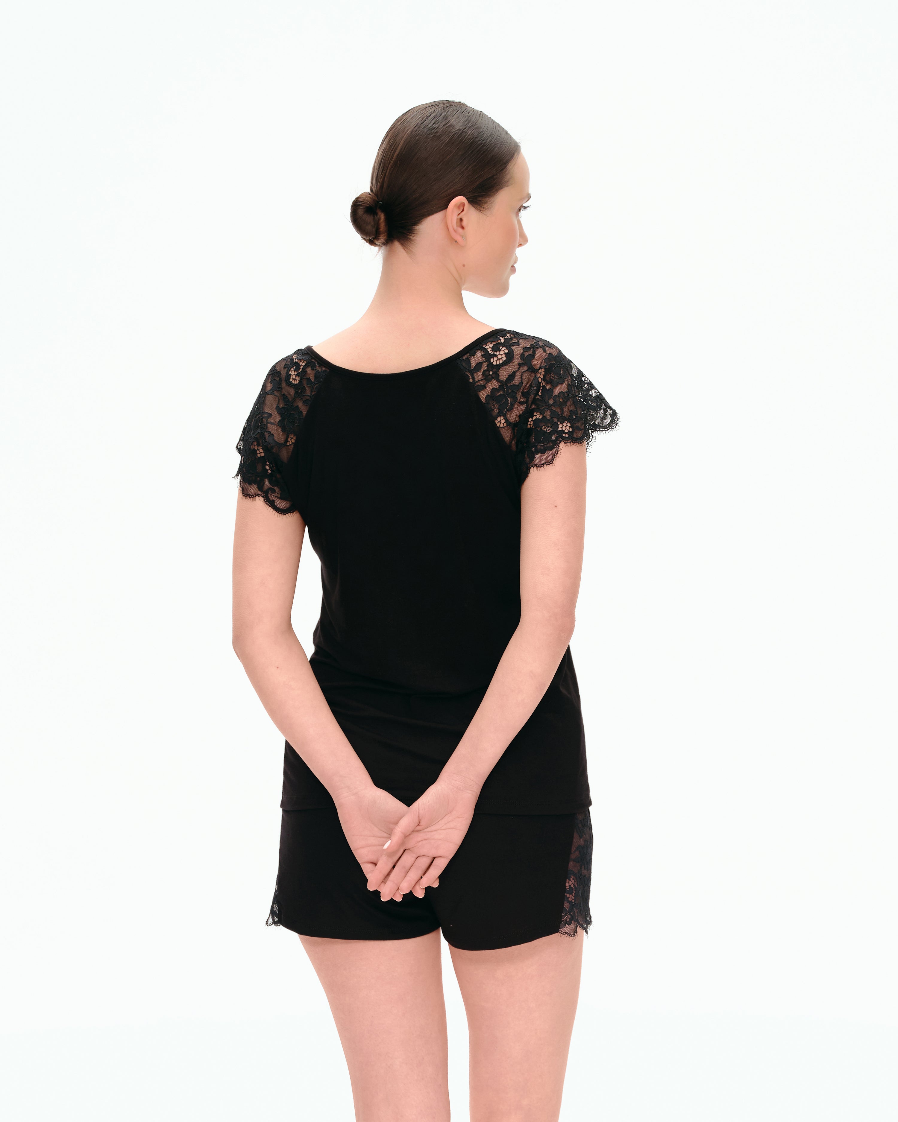 Bamboo t-shirt shorts Set 03312 black
