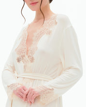 Bamboo long sleeve Robe 03313 ivory