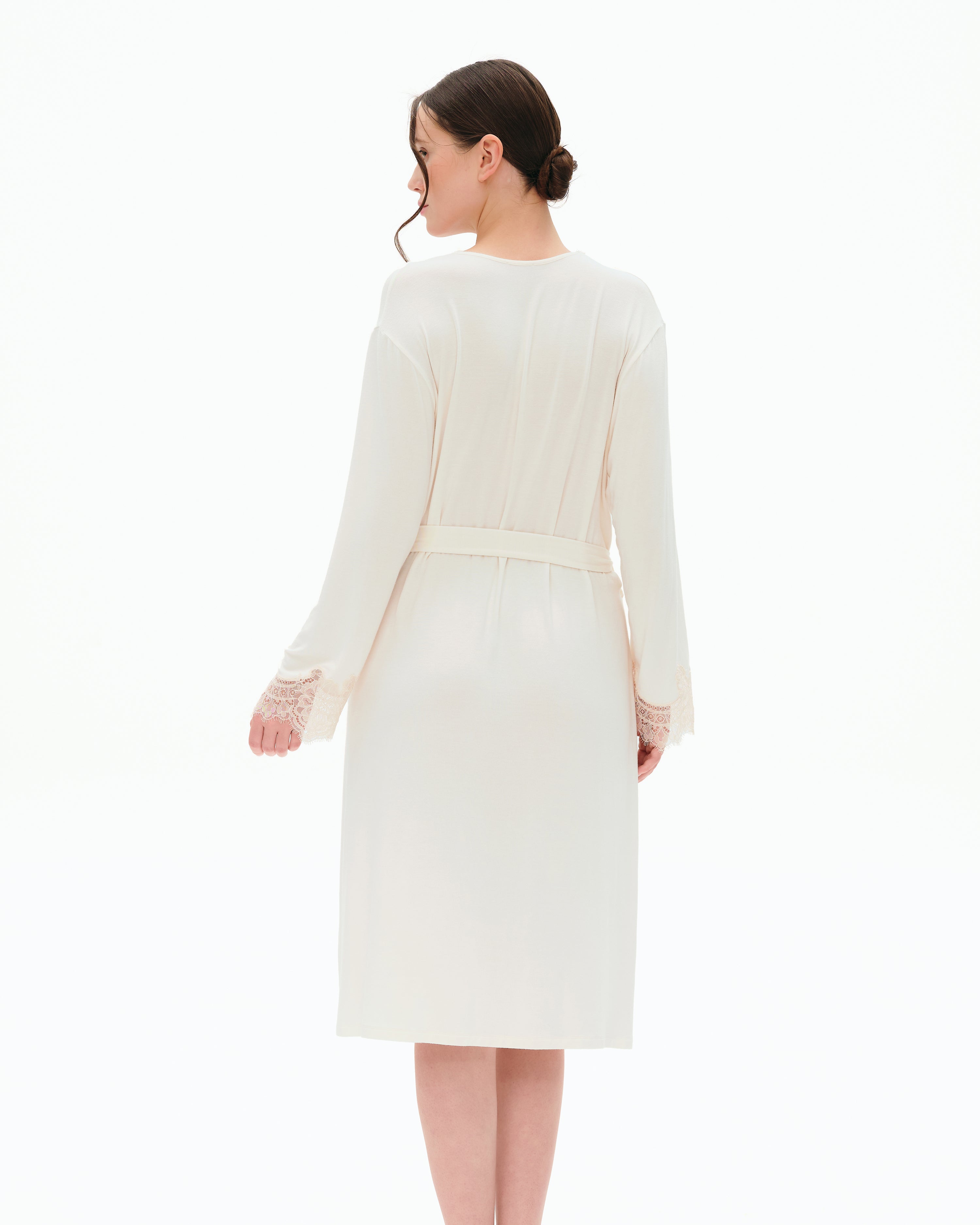 Bamboo long sleeve Robe 03313 ivory