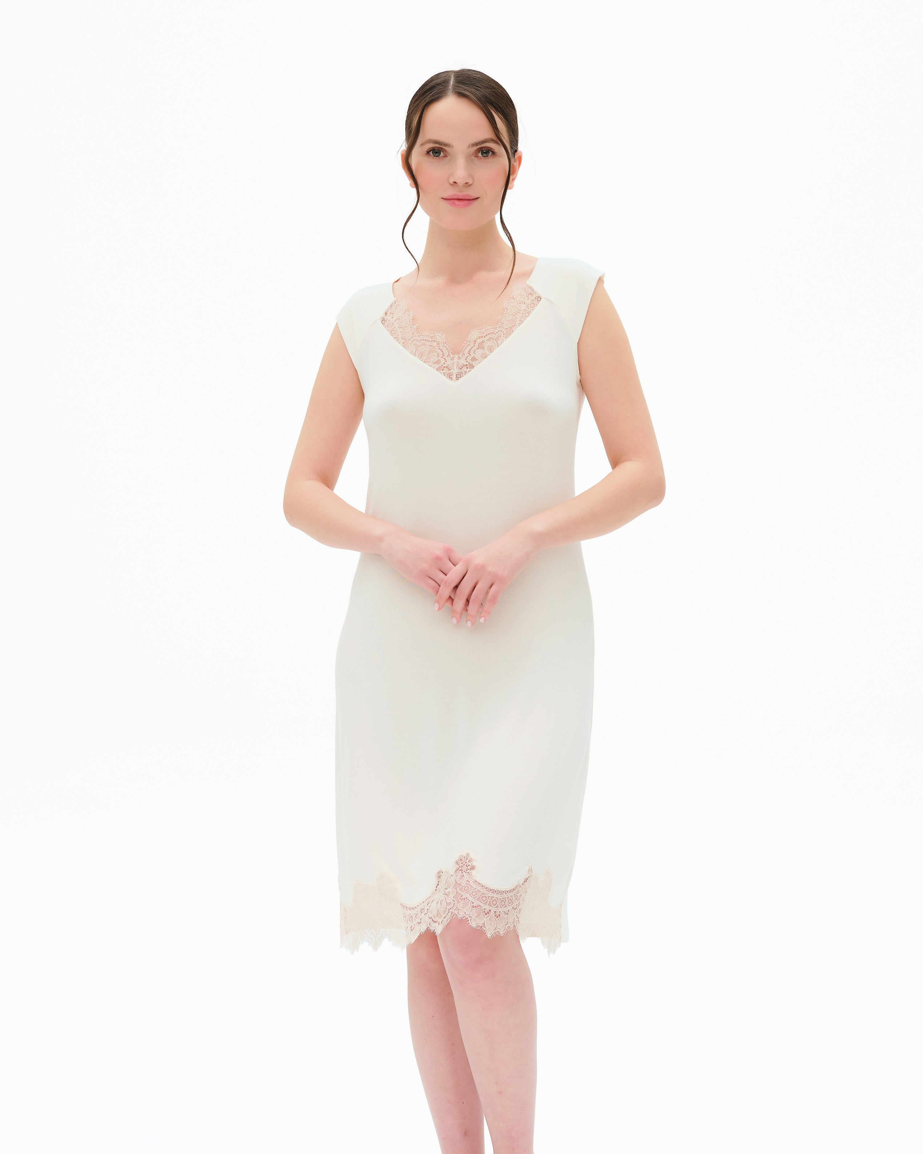 Bamboo cap-sleeve Nightgown 03314 ivory