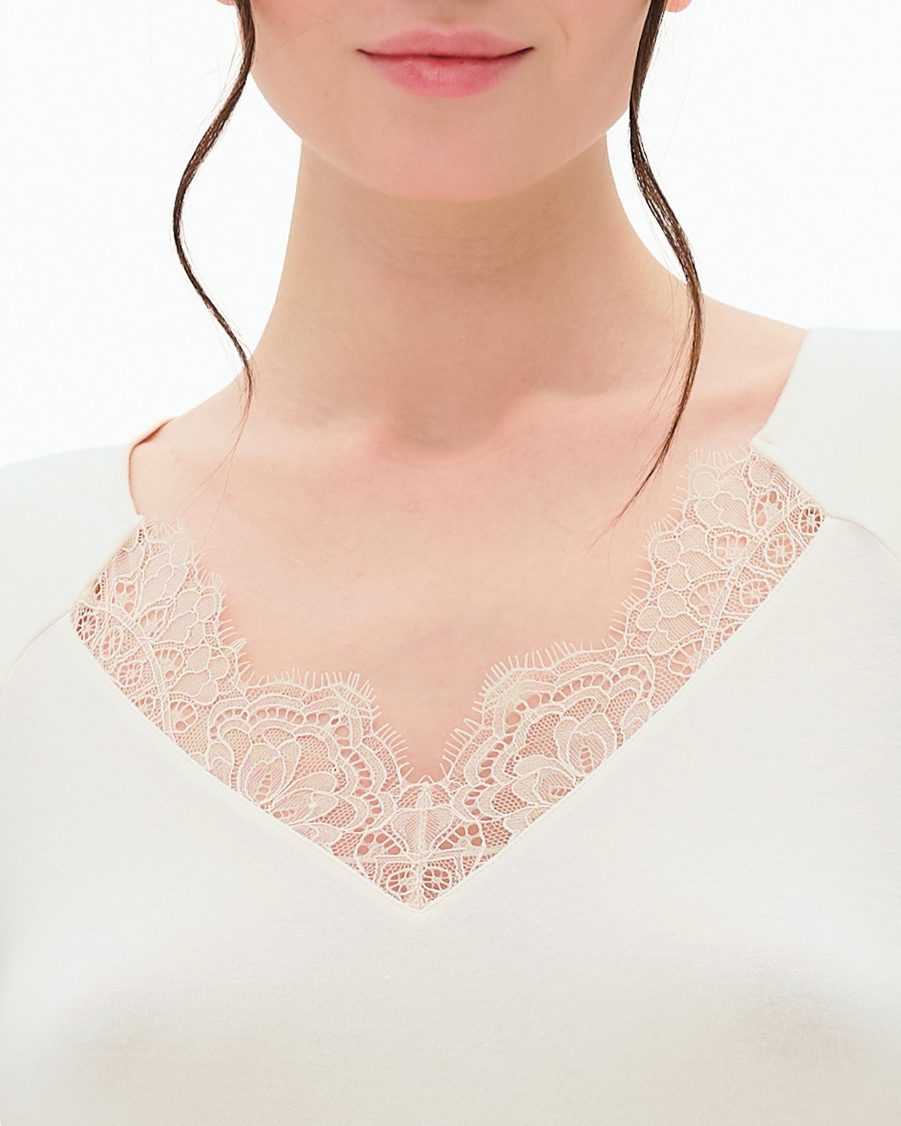 Bamboo cap-sleeve Nightgown 03314 ivory