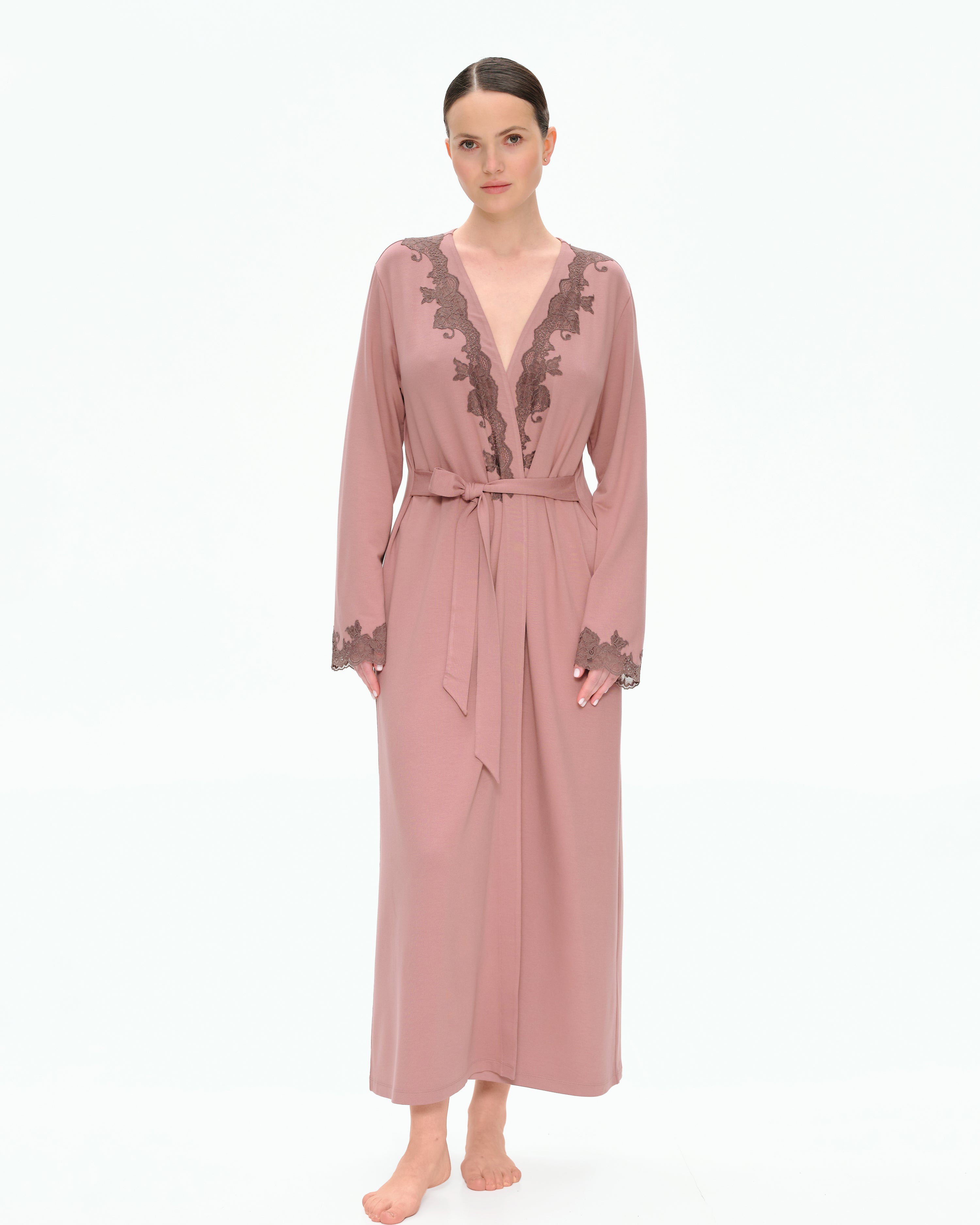 Bamboo long sleeve Robe 03319 powder