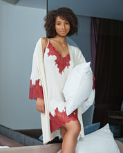 Bamboo Chemise spaghetti strap 03326 ivory/fuchsia