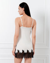 Bamboo Chemise spaghetti strap 03329 ivory/black