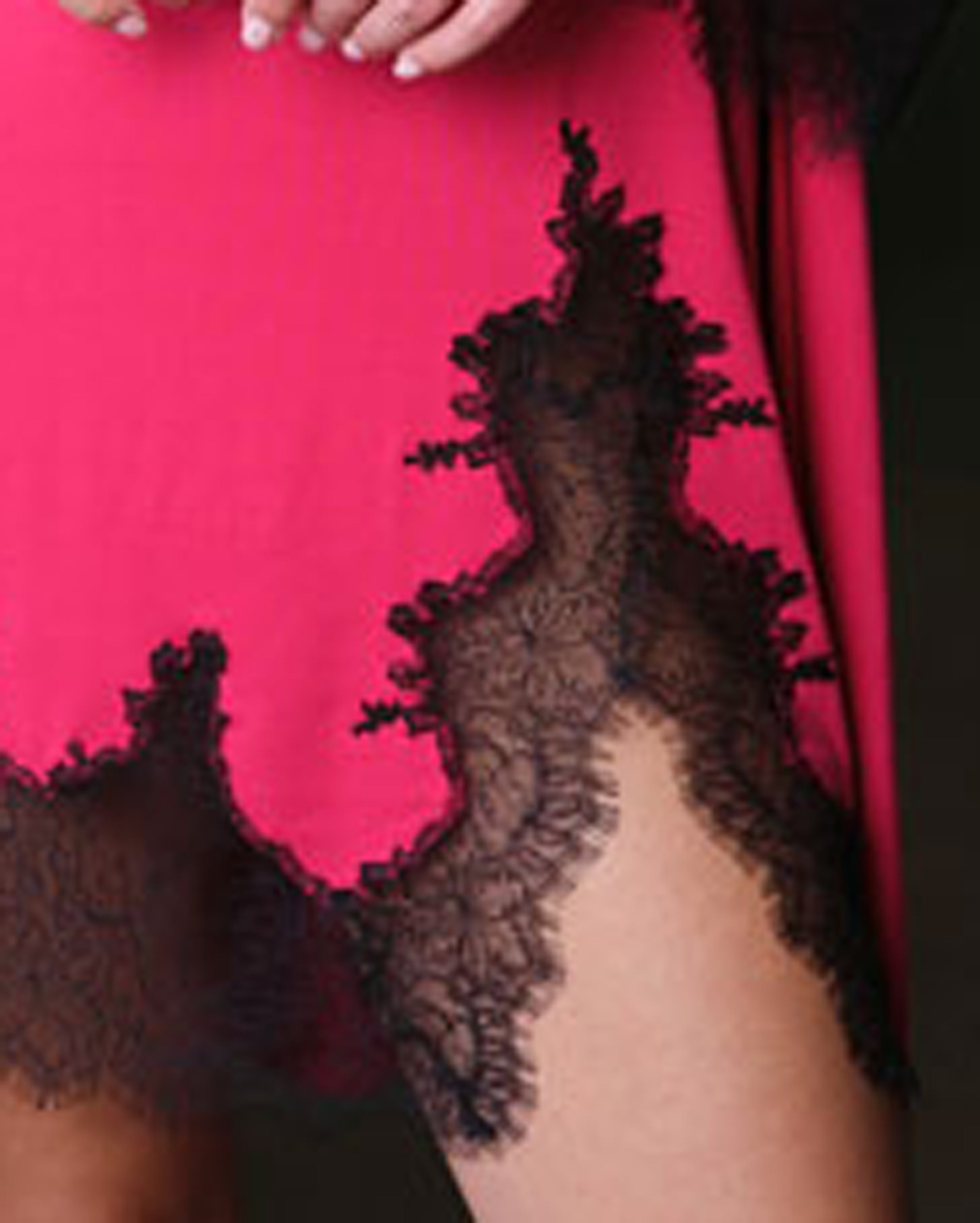 Bamboo Chemise spaghetti strap 03329O fuchsia/black