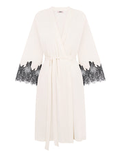 Bamboo 3/4 sleeve Robe 03332 ivory/black