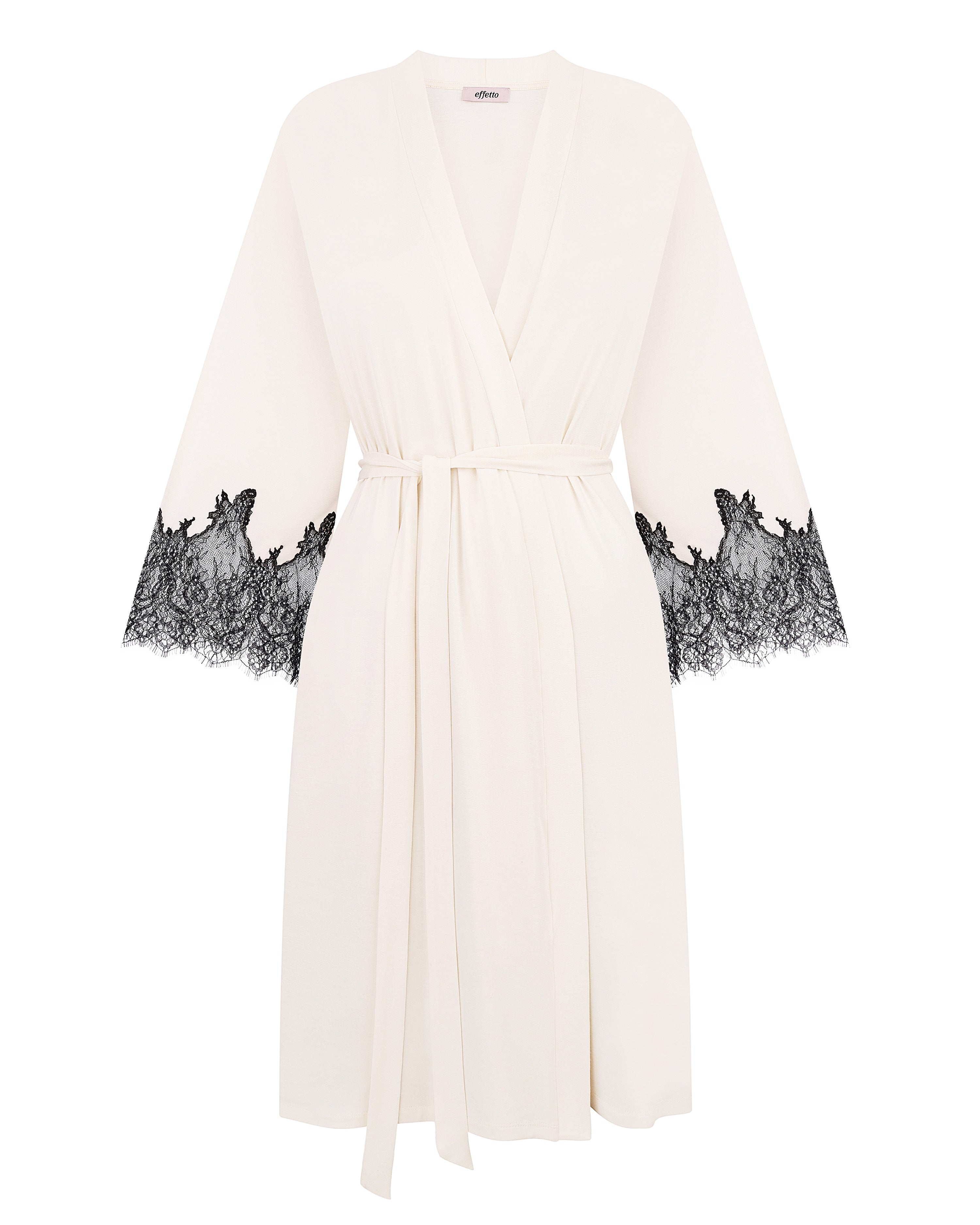 Bamboo 3/4 sleeve Robe 03332 ivory/black