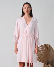 Bamboo 3/4 sleeve Robe 03332 pink