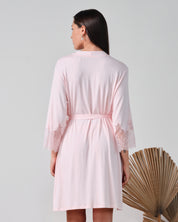 Bamboo 3/4 sleeve Robe 03332 pink
