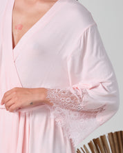 Bamboo 3/4 sleeve Robe 03332 pink