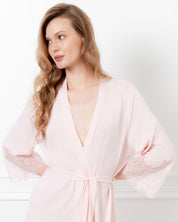 Bamboo 3/4 sleeve Robe 03332 pink