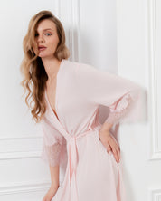 Bamboo 3/4 sleeve Robe 03332 pink