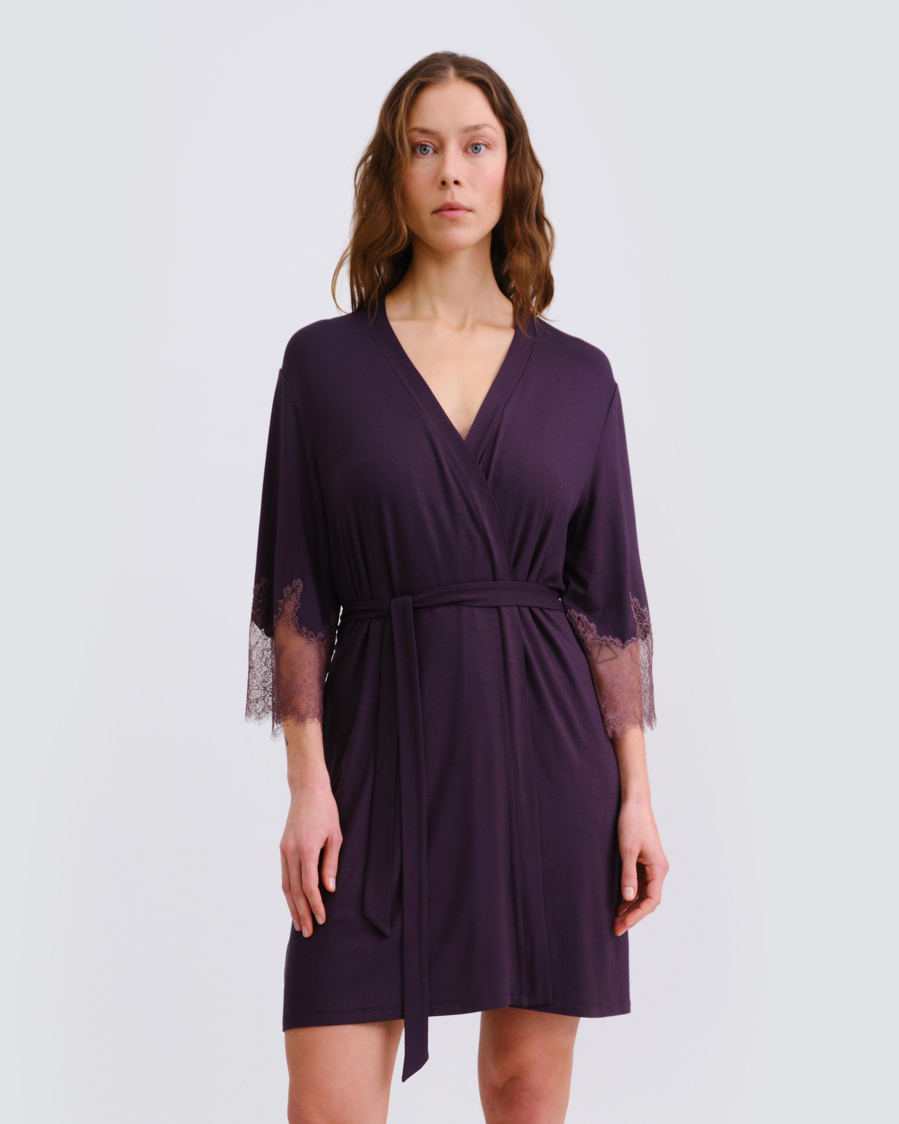 Bamboo 3/4 sleeve Robe 03332 graphite