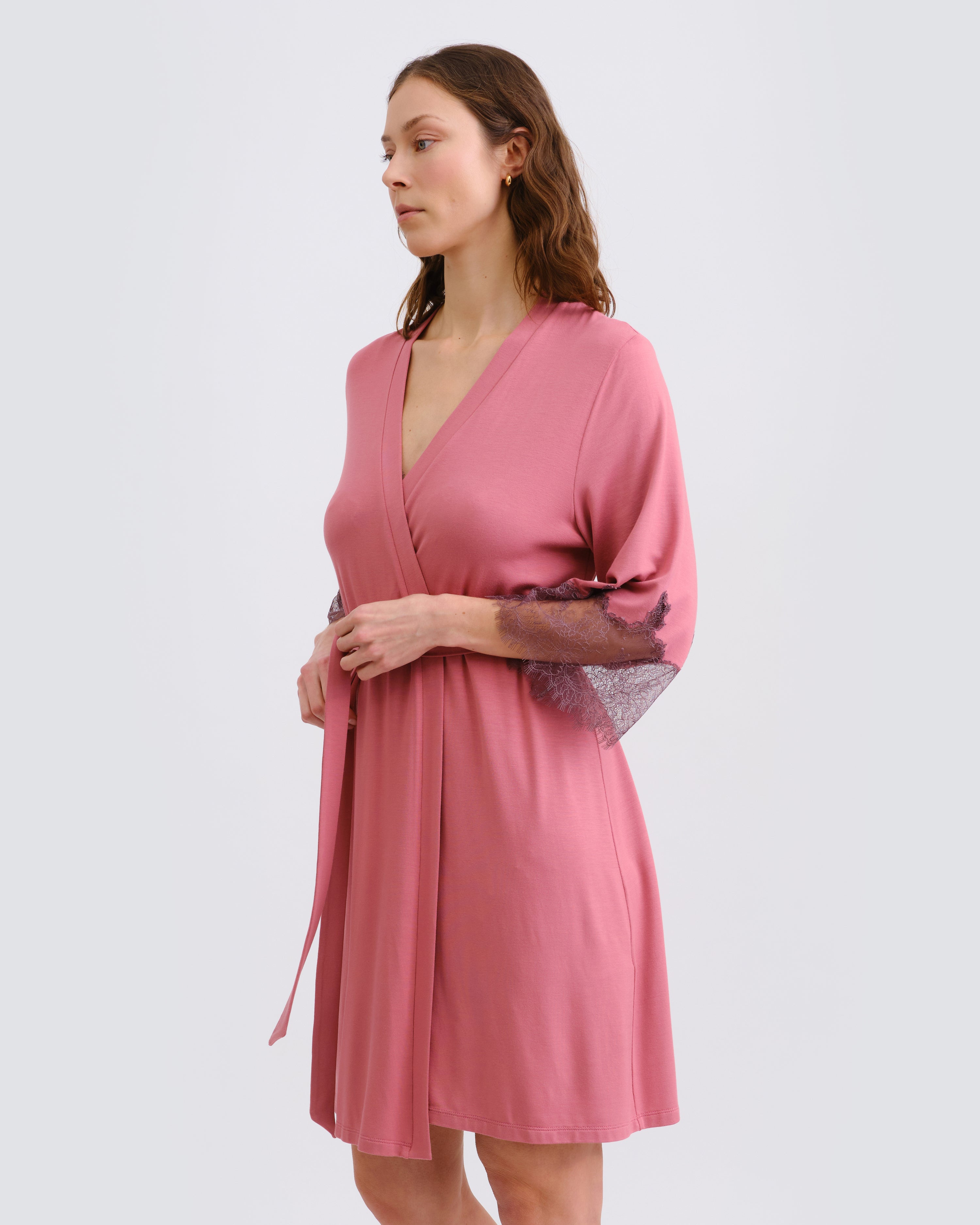 Bamboo 3/4 sleeve Robe 03332 terracotta rose