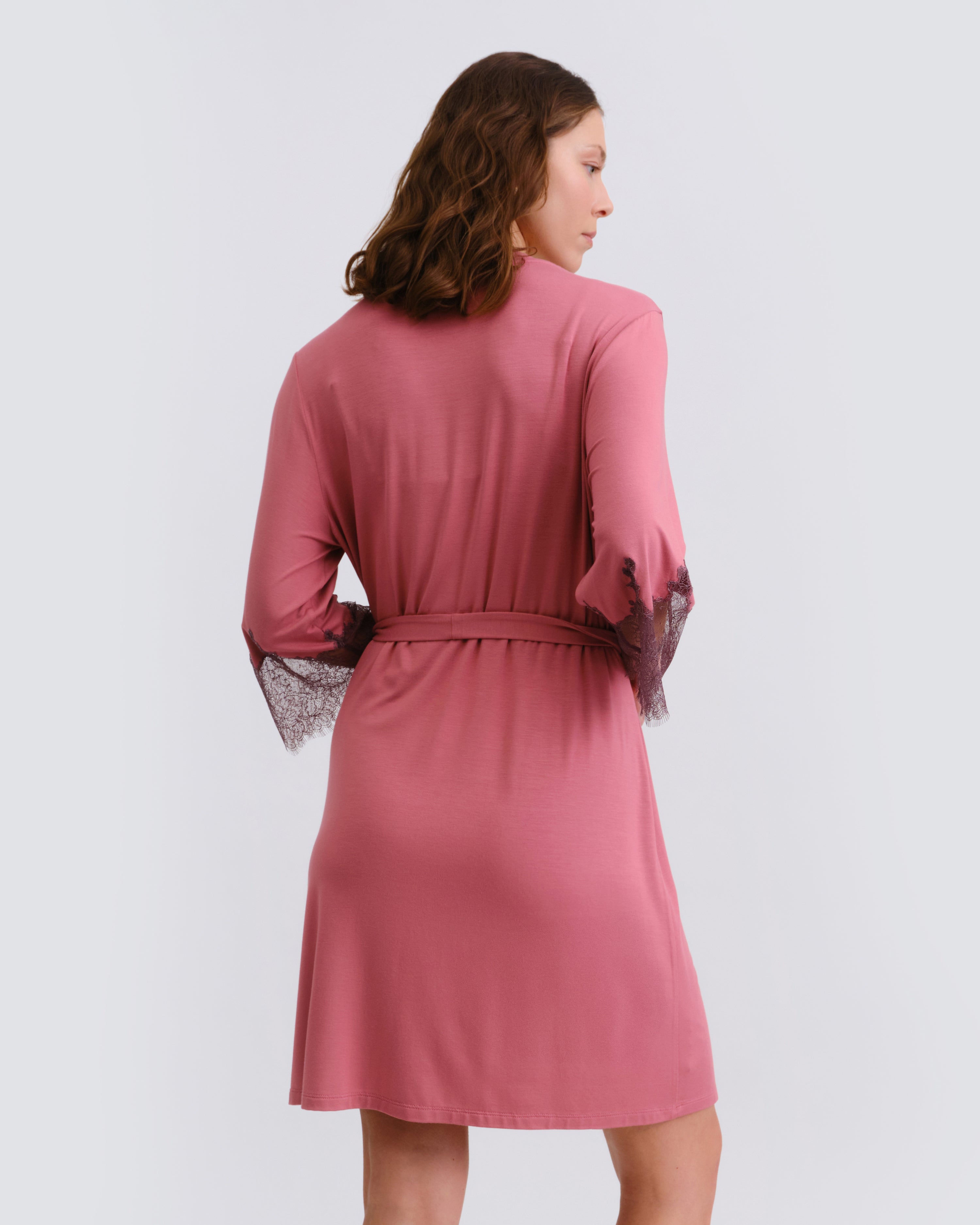Bamboo 3/4 sleeve Robe 03332 terracotta rose