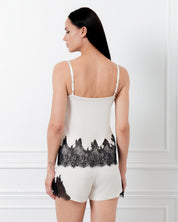 Bamboo cami shorts Set 03337 ivori/black
