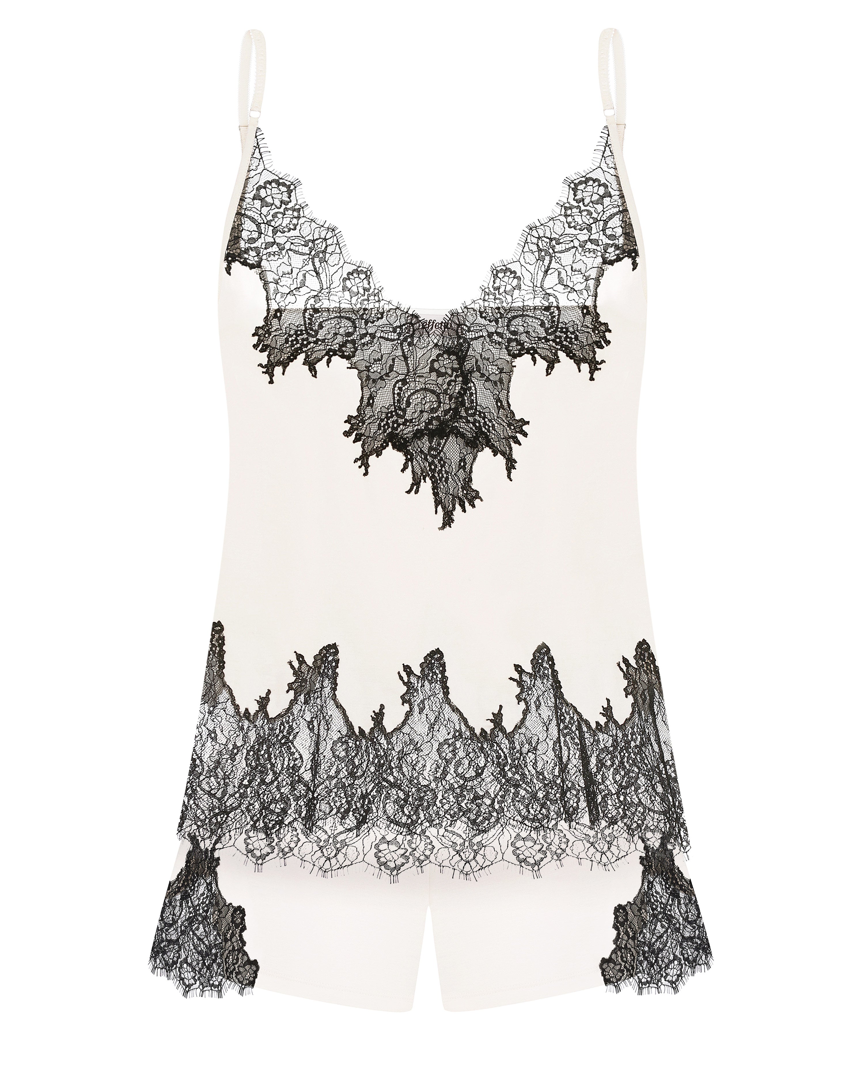 Bamboo cami shorts Set 03337 ivori/black