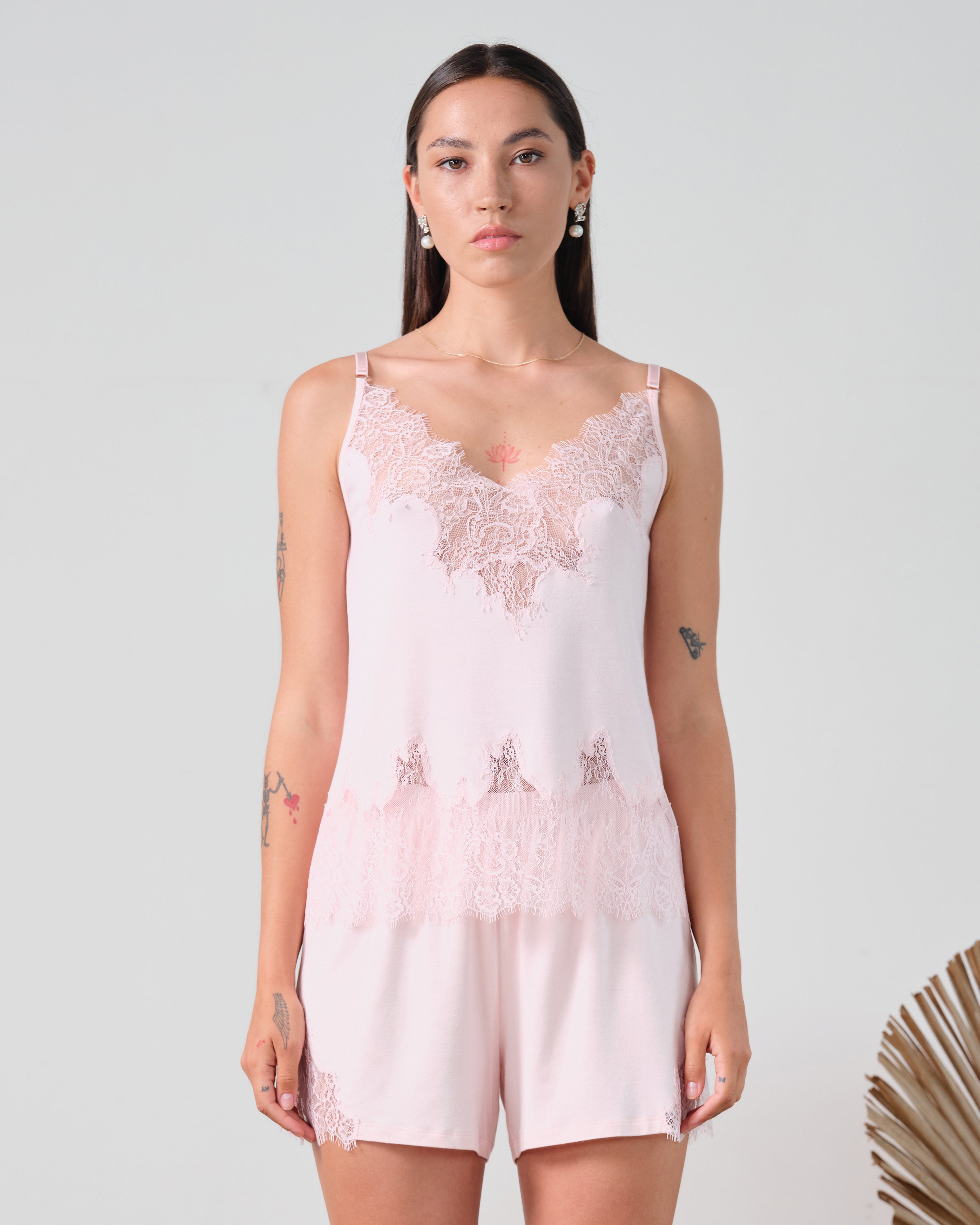 Bamboo cami shorts Set 03337 pink
