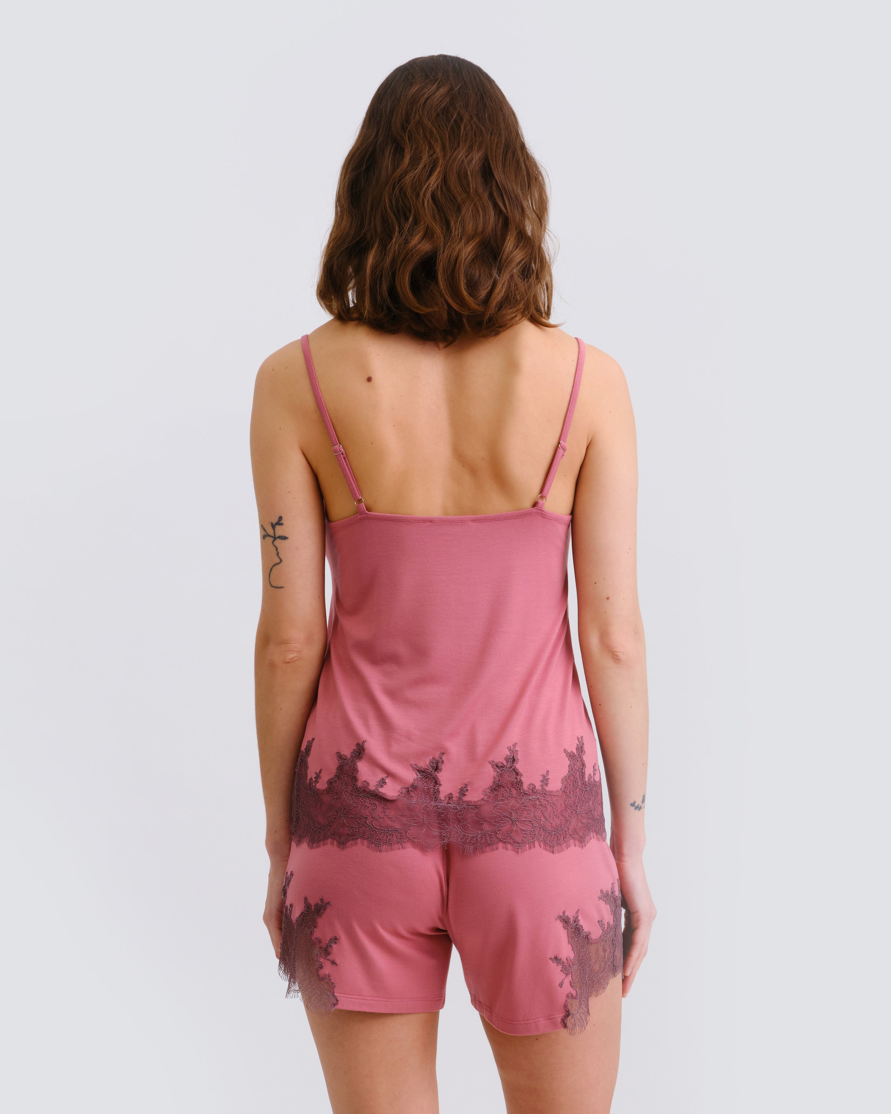 Bamboo cami shorts Set 03337 terracotta rose