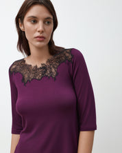 Bamboo Pajamas 3/4 sleeve 03338 aubergine