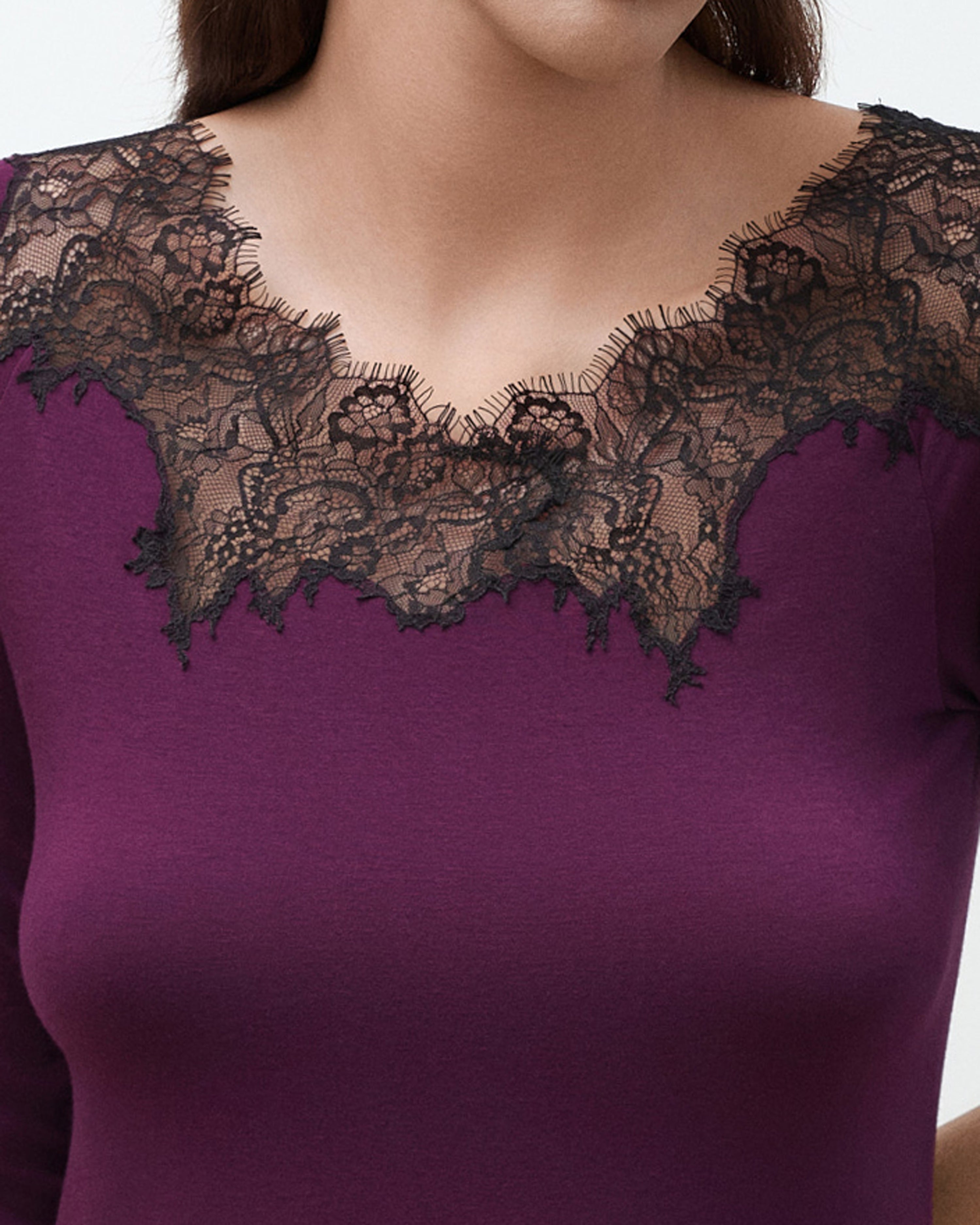 Bamboo Nightgown 3/4 sleeve 03339 aubergine