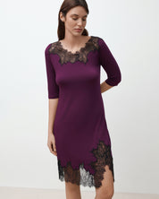 Bamboo Nightgown 3/4 sleeve 03339 aubergine
