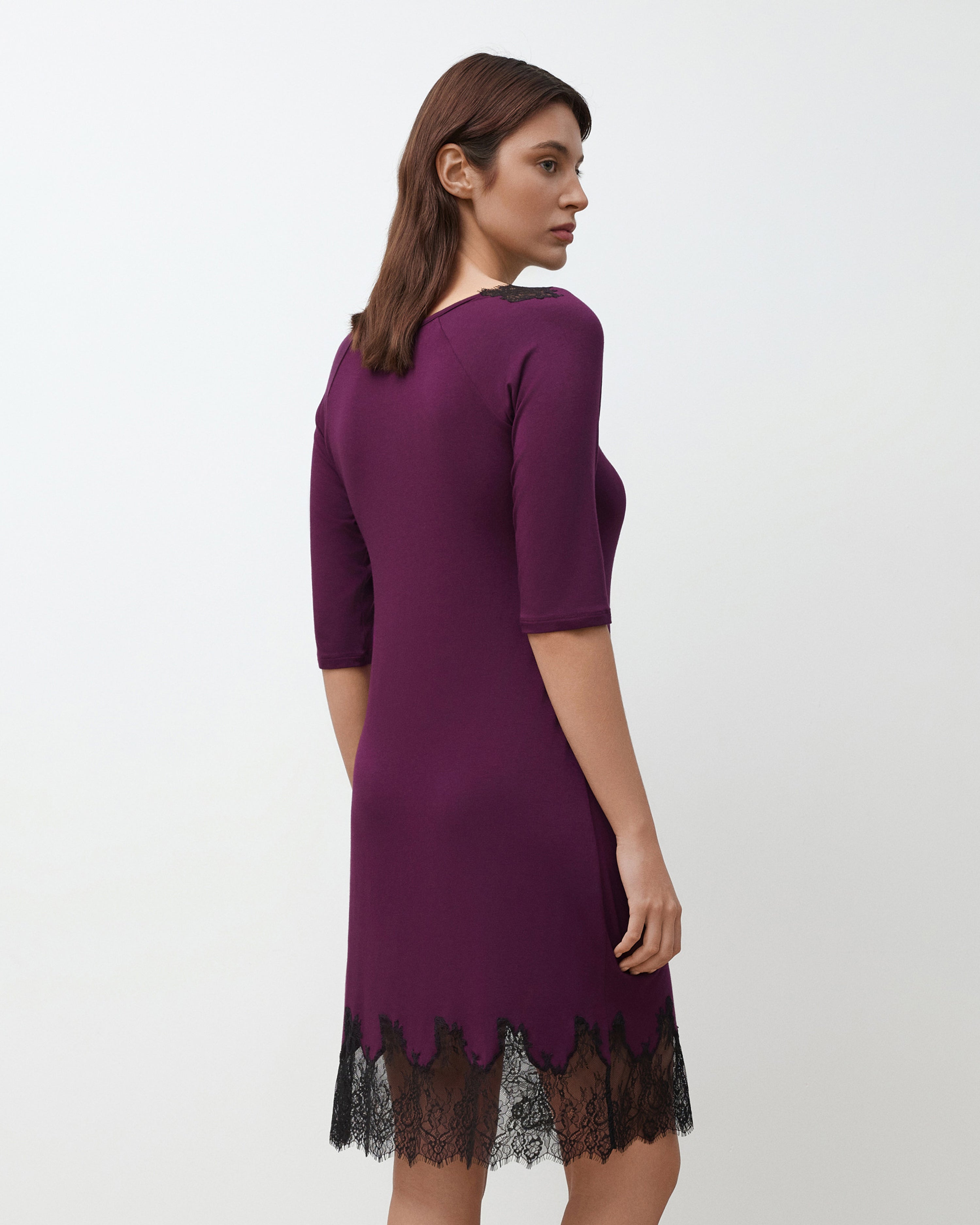 Bamboo Nightgown 3/4 sleeve 03339 aubergine