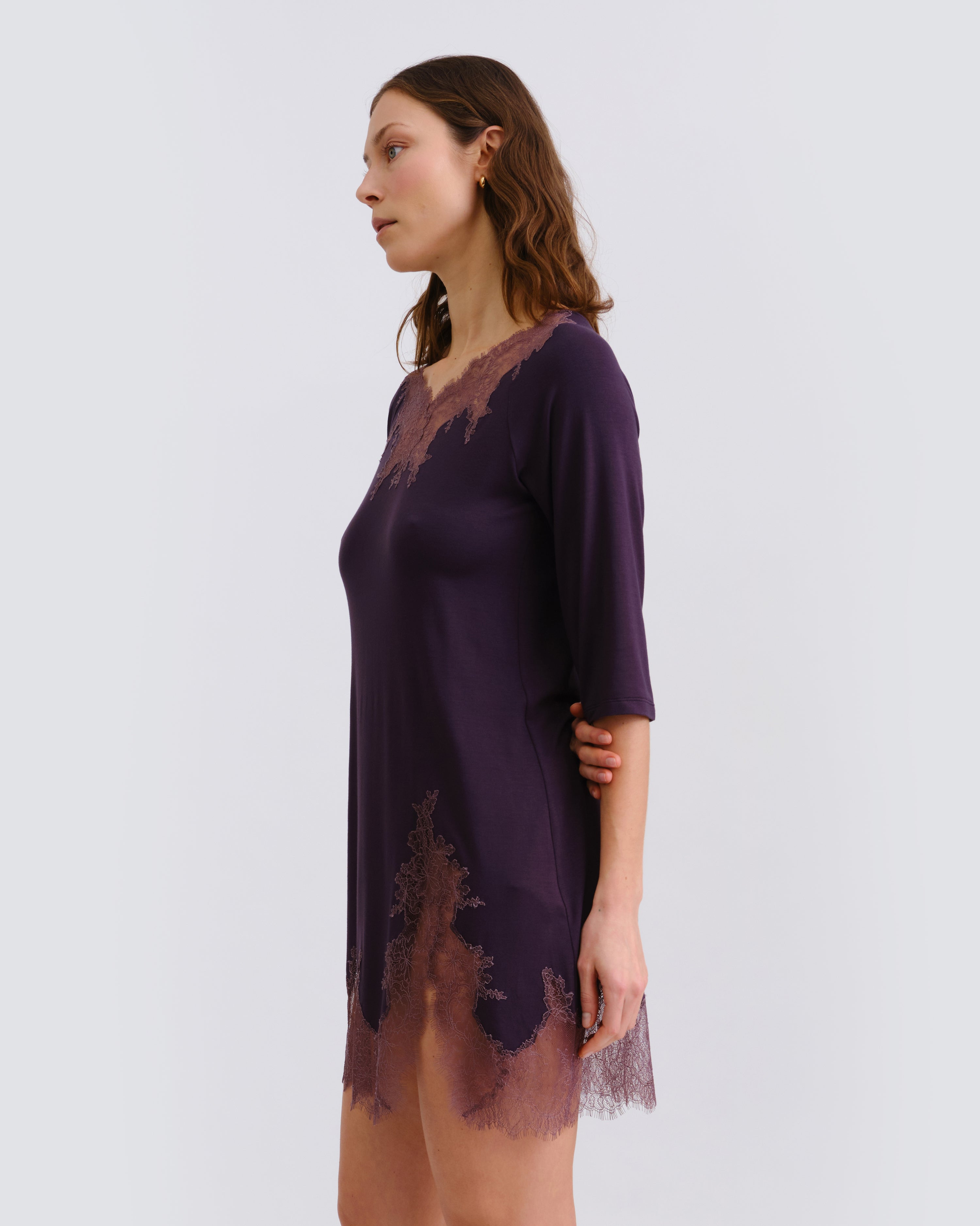 Bamboo Nightgown 3/4 sleeve 03339 graphite