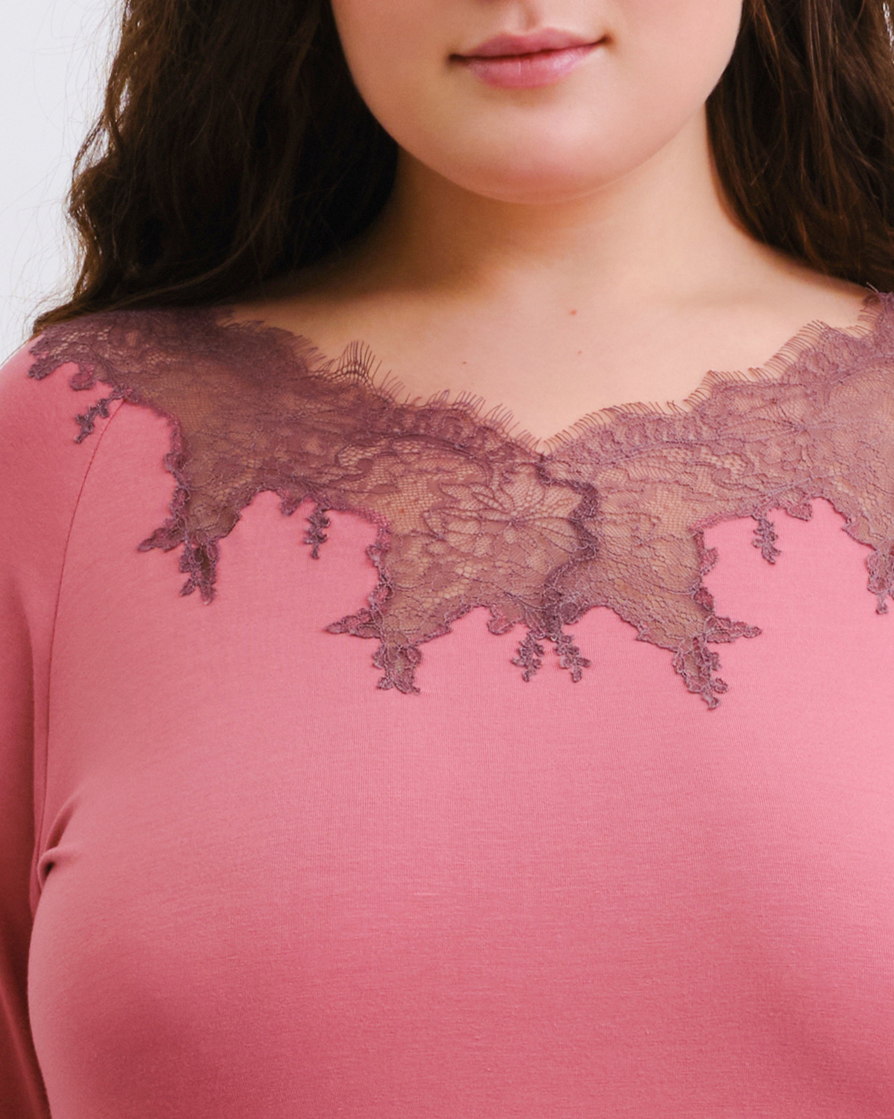 Bamboo Nightgown 3/4 sleeve 03339 terracotta rose