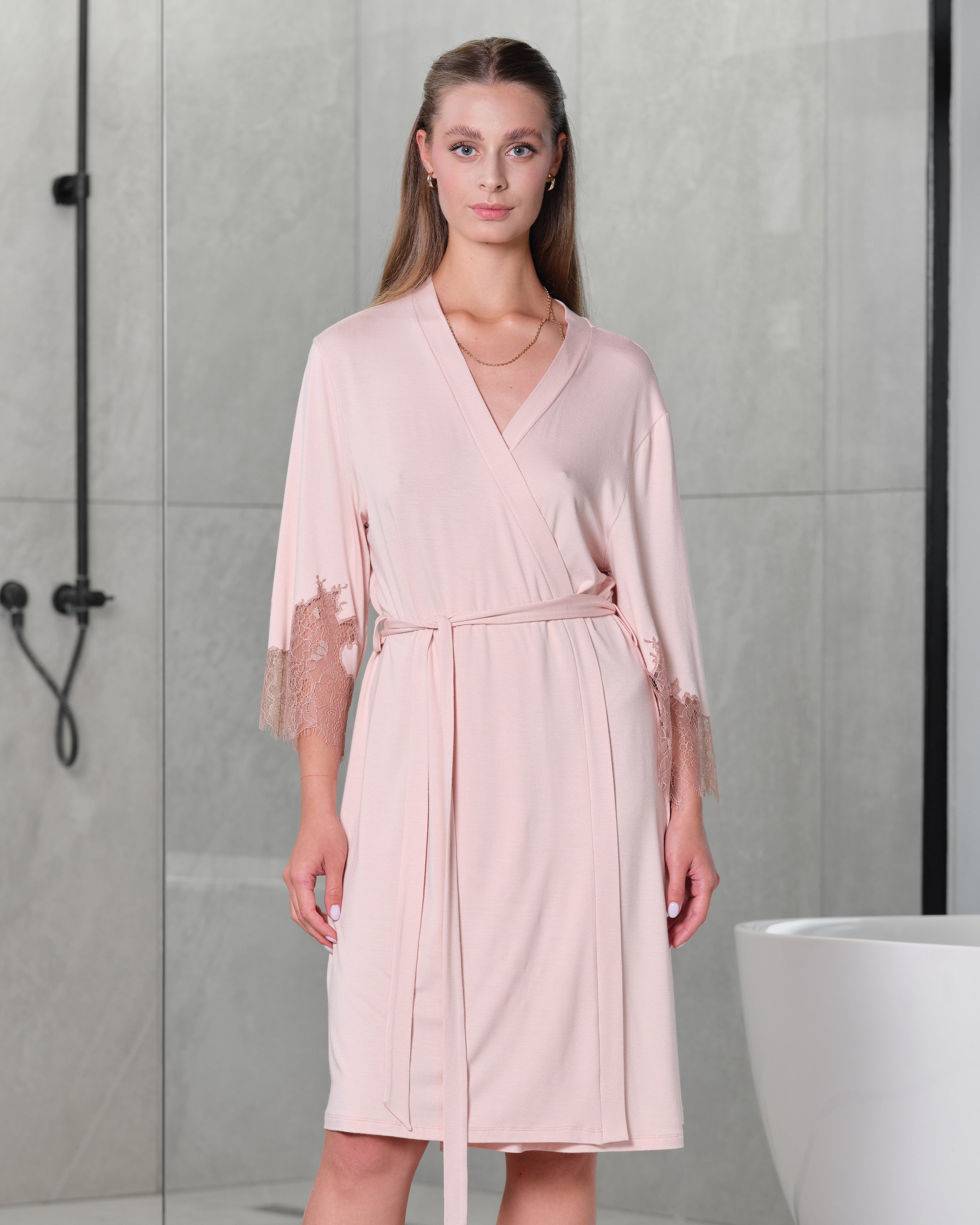 Bamboo 3/4 sleeve Robe 03340 sepia rose